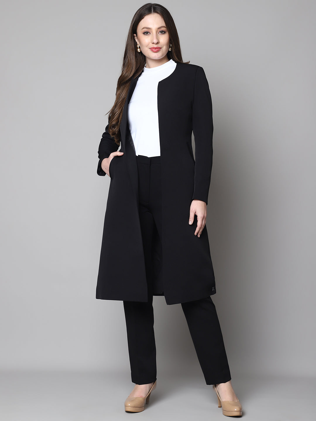 Phoenix Rising Long Blazer and Straight Fit Trouser (Black)