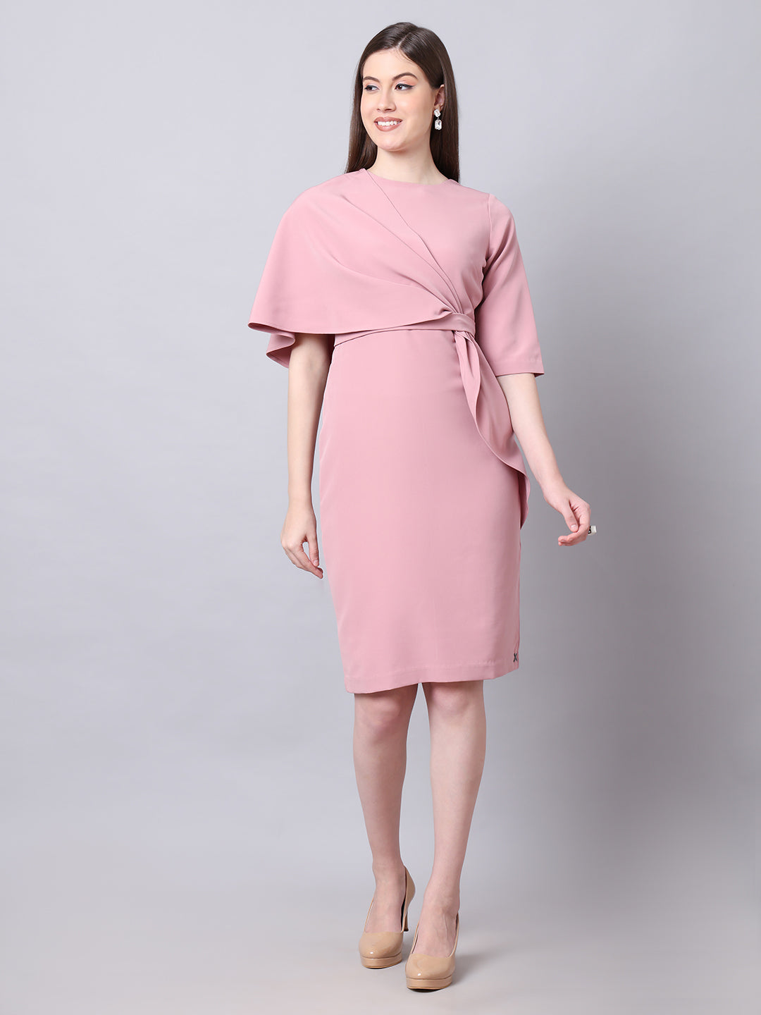 Incandescent Draped Dress (Dusty Pink)