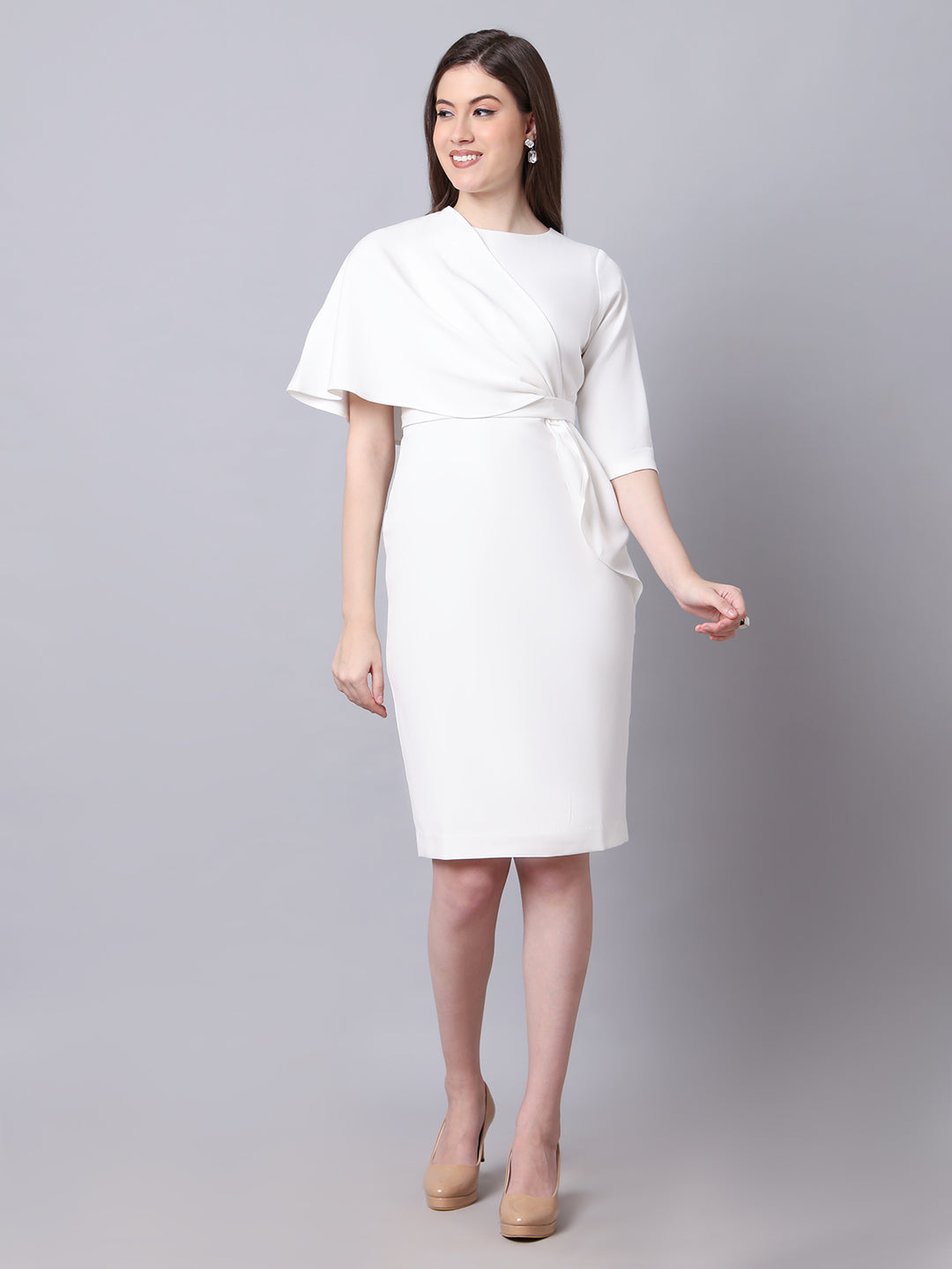 Incandescent Draped Dress (White)