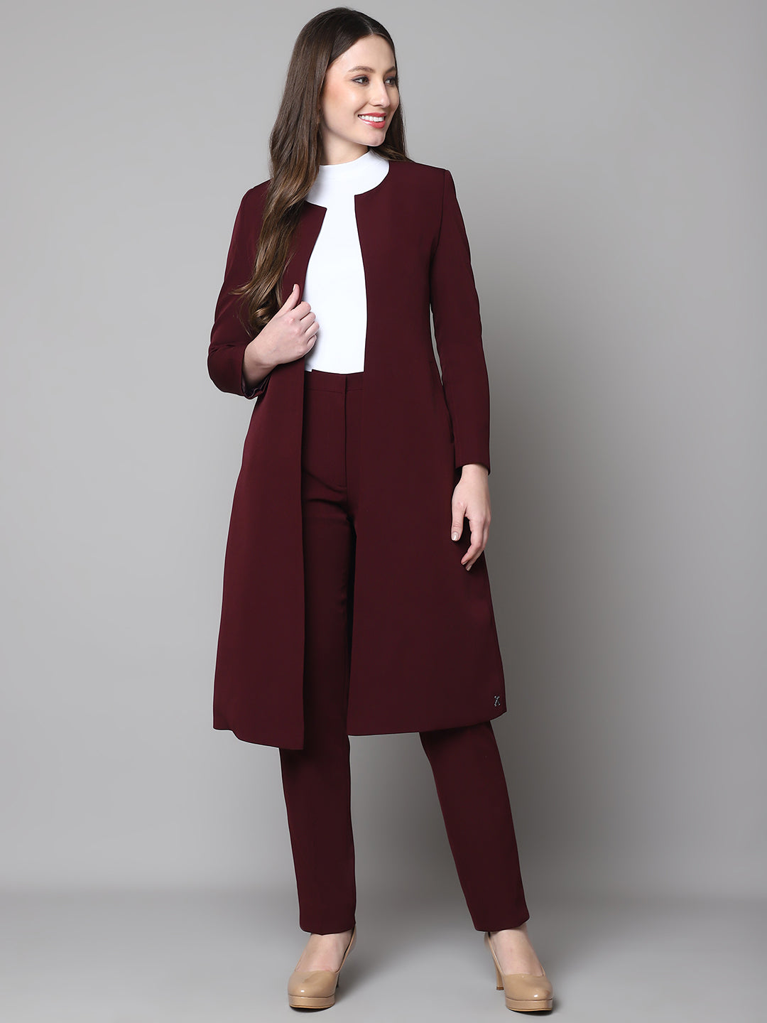 Phoenix Rising Long Blazer and Straight Fit Trouser (Wine)