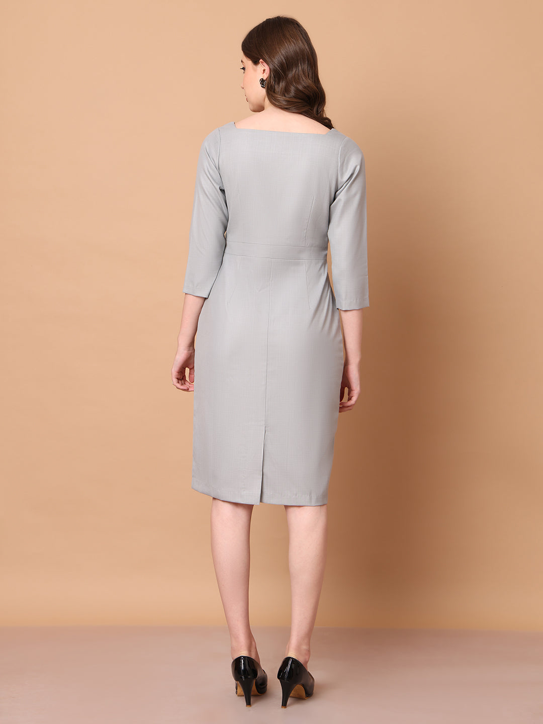 Mystique Moments Suiting Fabric Square Neckline dress (Grey)