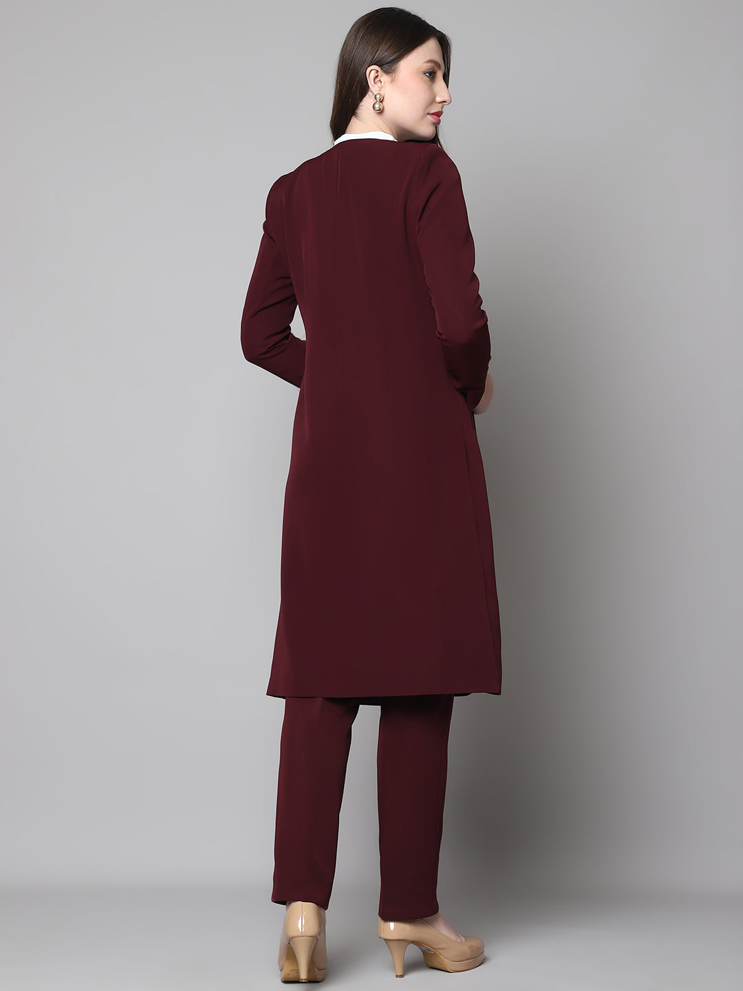 Phoenix Rising Long Blazer and Straight Fit Trouser (Wine)