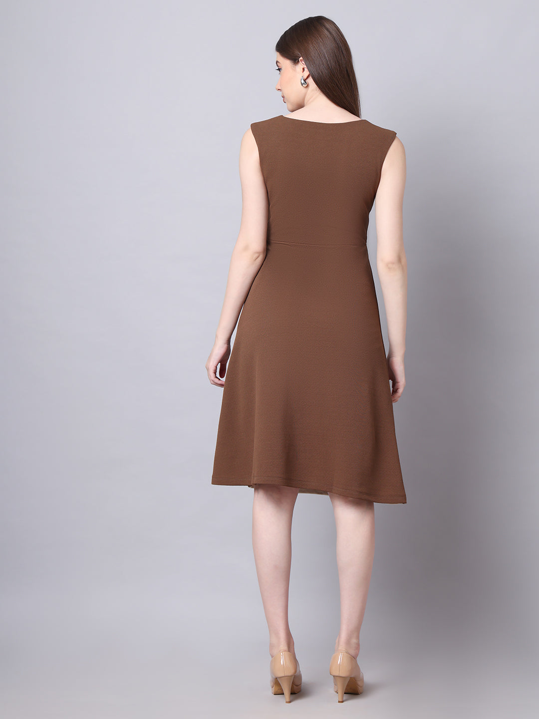 Vibrant Versatility Colour Block A-line Dress (Coffee)