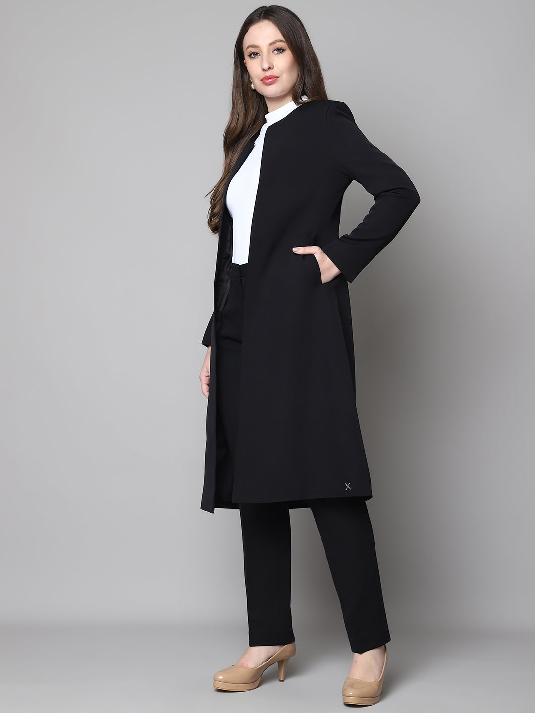 Phoenix Rising Long Blazer and Straight Fit Trouser (Black)