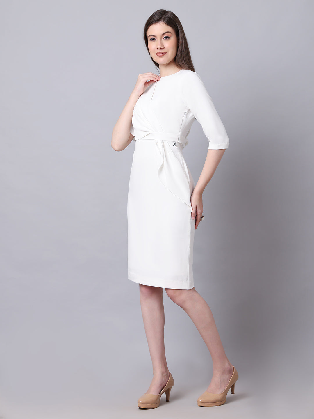 Incandescent Draped Dress (White)