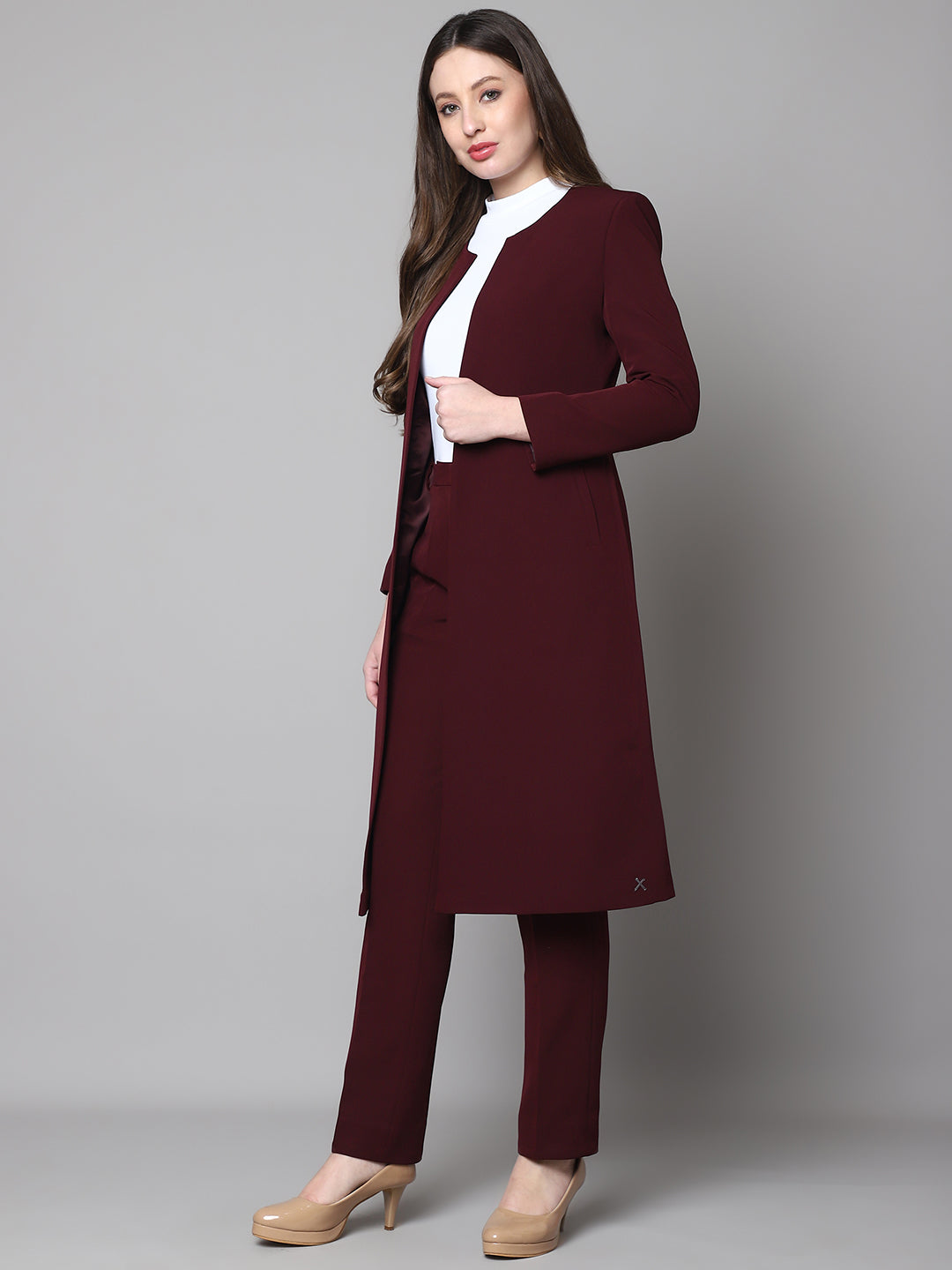 Phoenix Rising Long Blazer and Straight Fit Trouser (Wine)