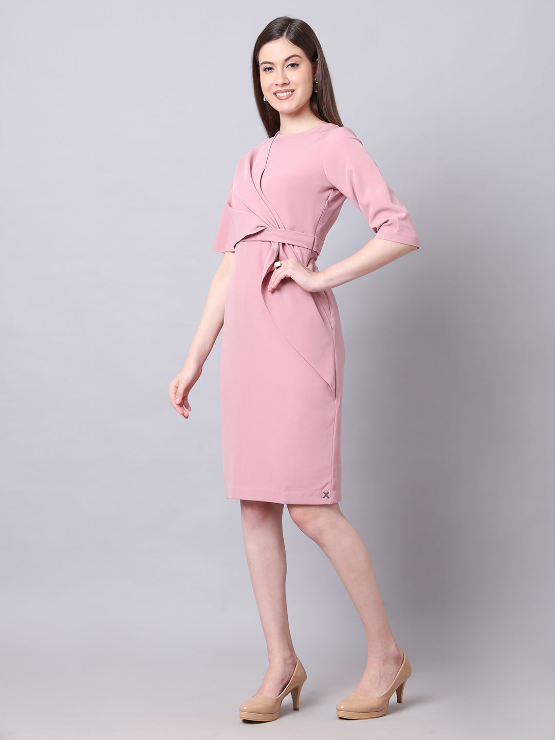 Incandescent Draped Dress (Dusty Pink)