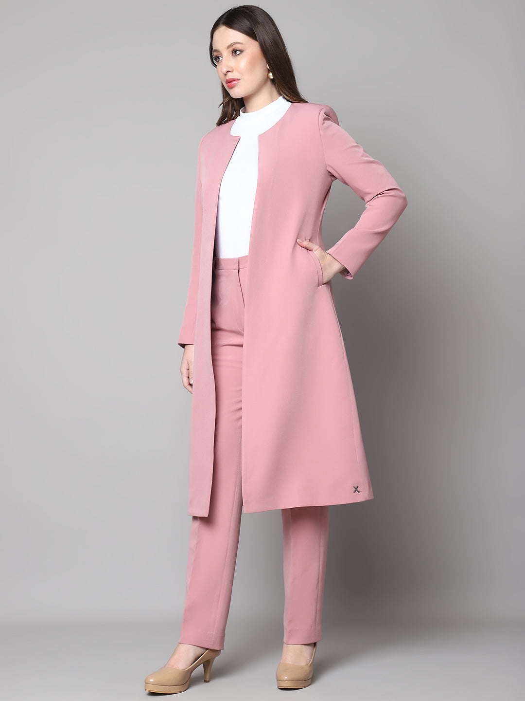 Phoenix Rising Long Blazer and Straight Fit Trouser (Dusty Pink)