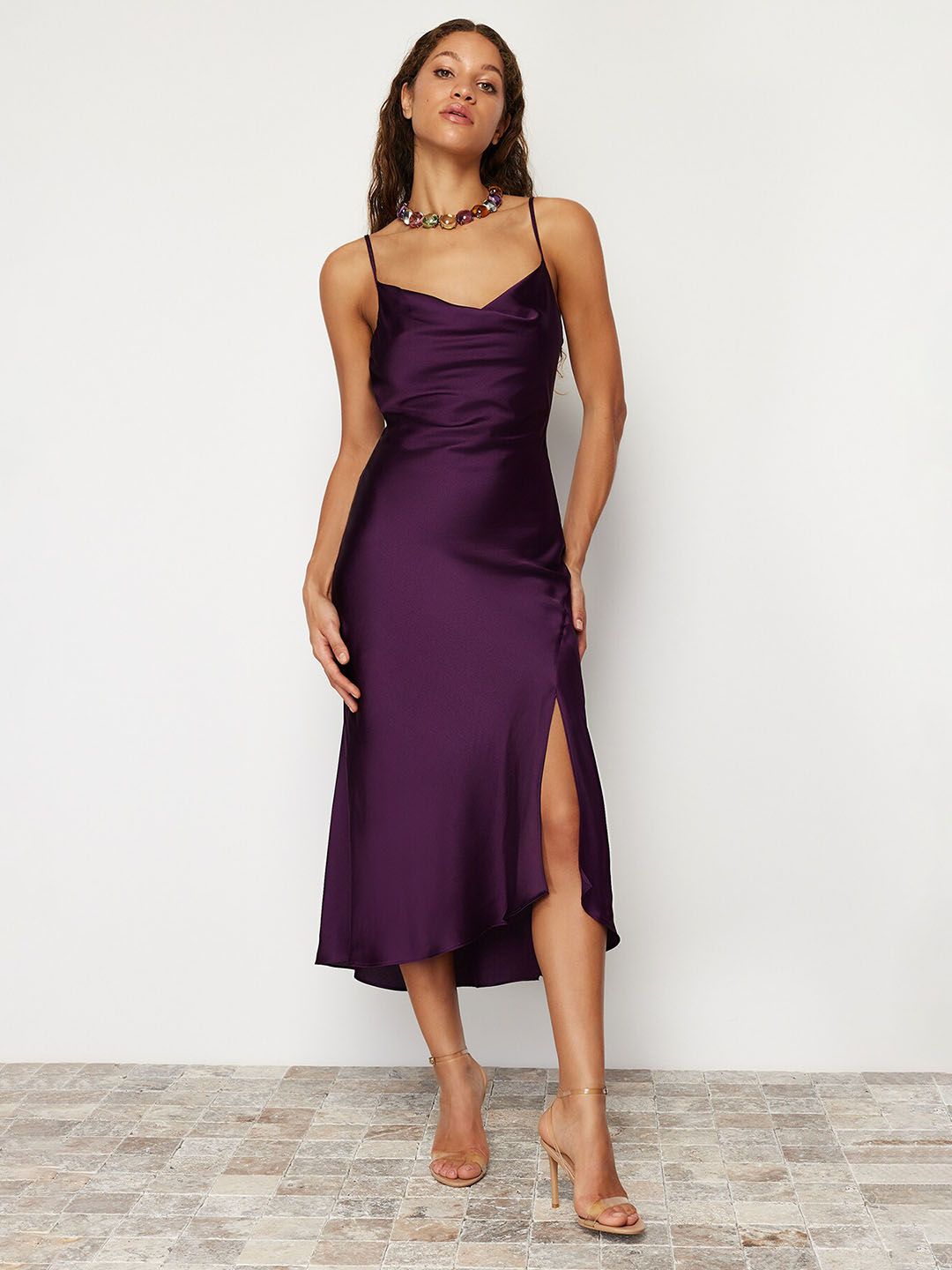 Shoulder Straps Sheath Midi Dress