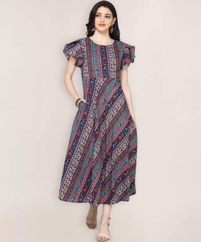 Women's Crepe A-Line Maxi Dress