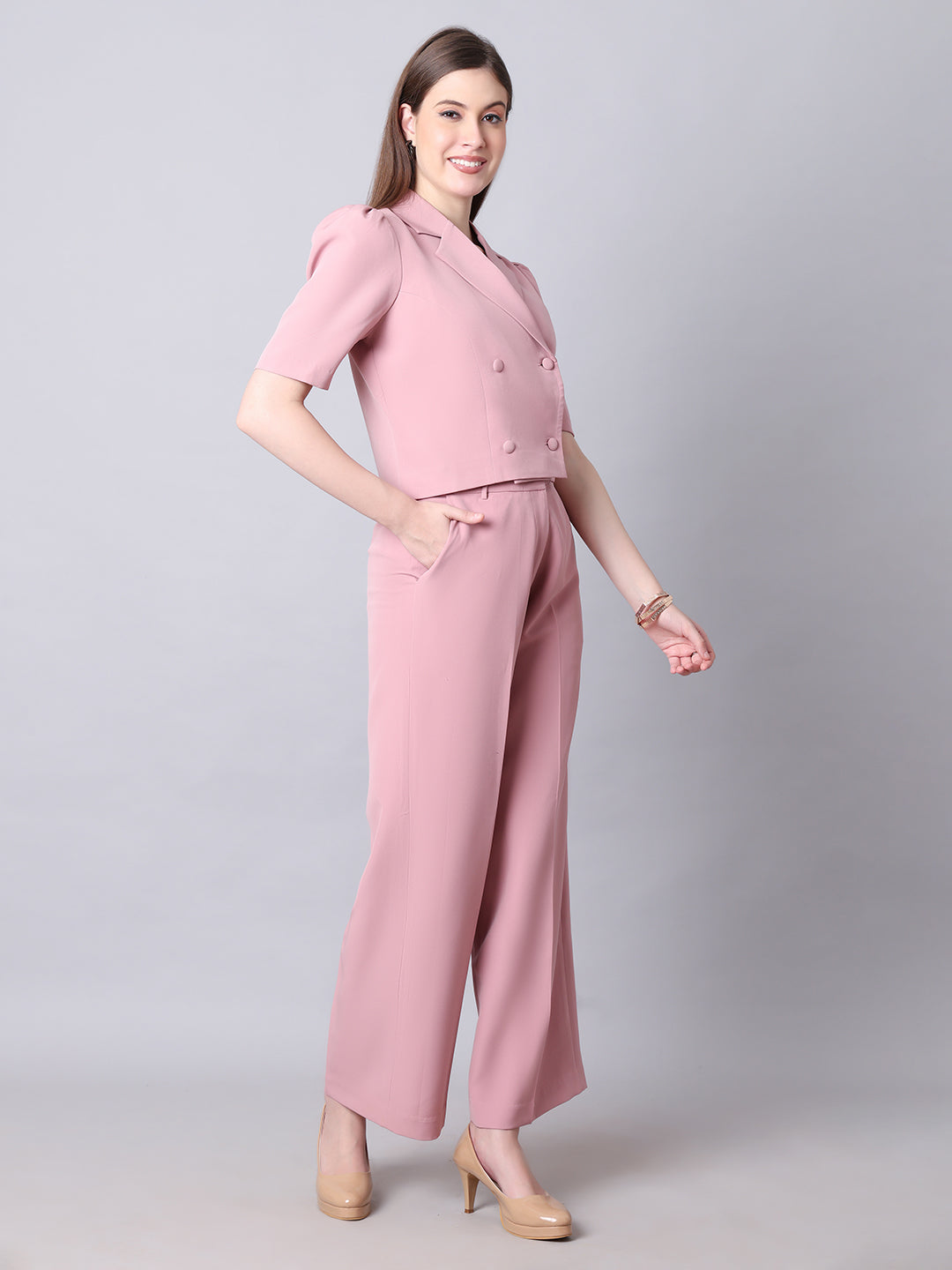 Warmth Fit & Flare Dress with Belt (Blush Pink)