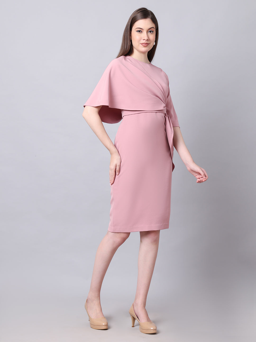 Incandescent Draped Dress (Dusty Pink)