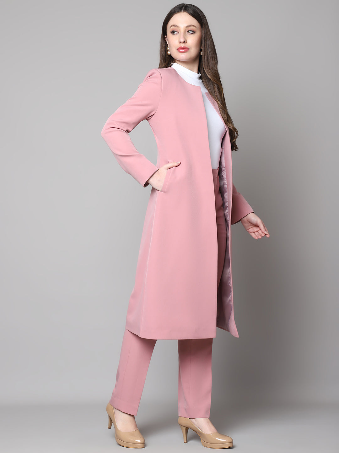 Phoenix Rising Long Blazer and Straight Fit Trouser (Dusty Pink)