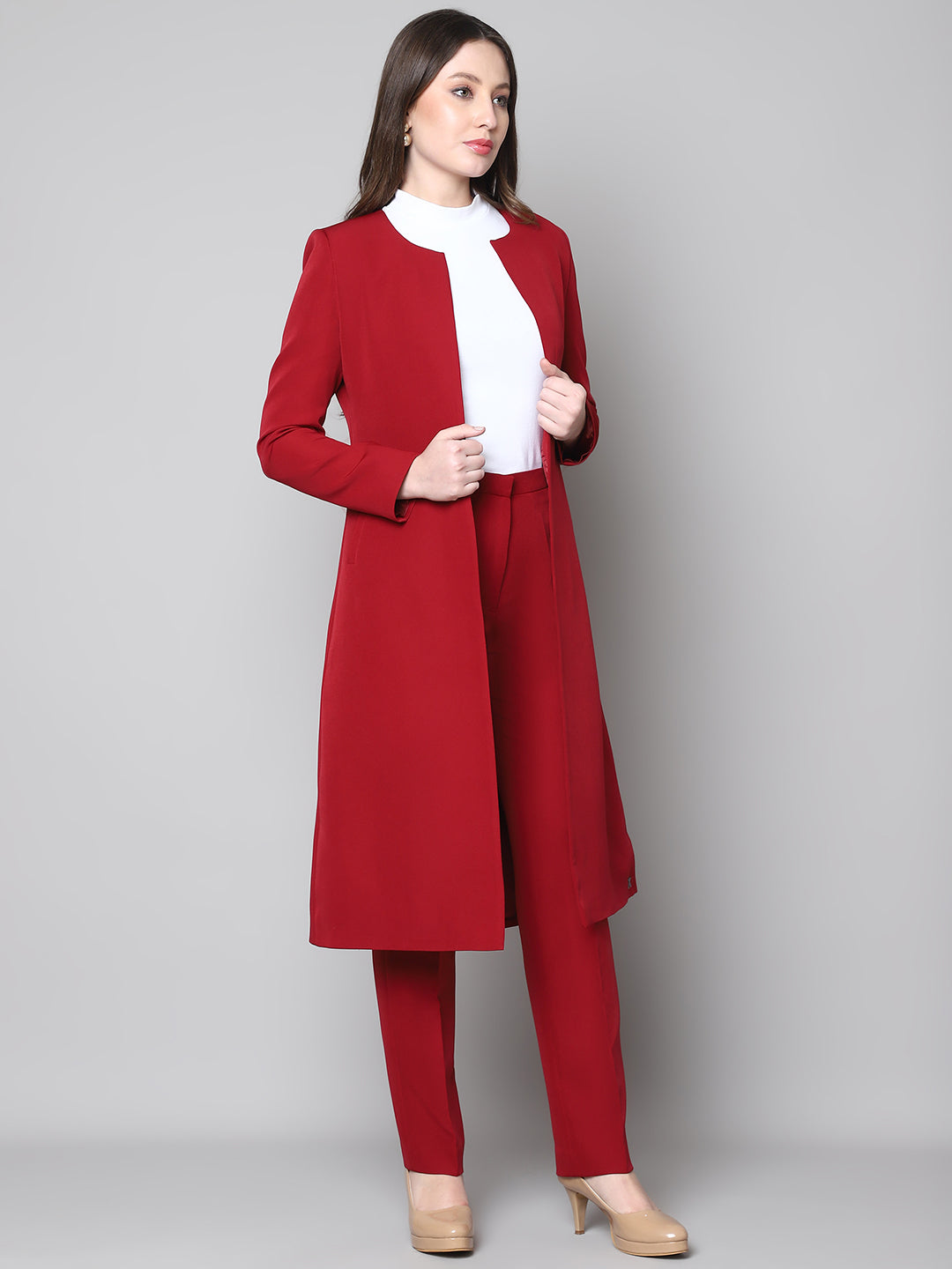 Phoenix Rising Long Blazer and Straight Fit Trouser (Red)