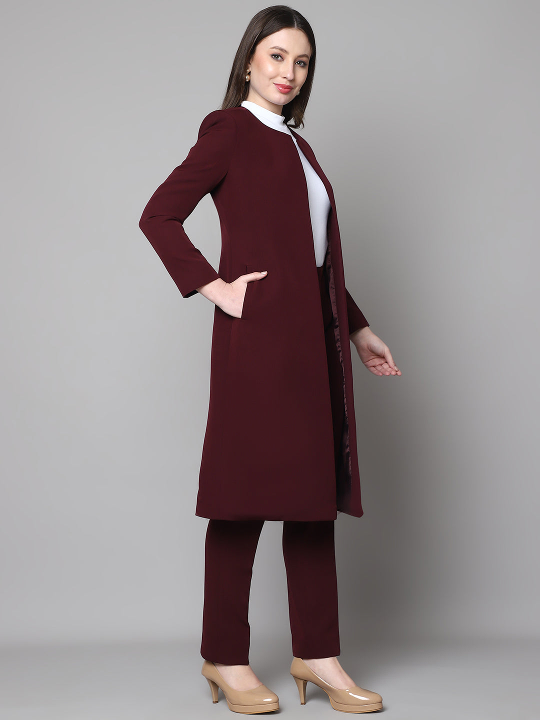 Phoenix Rising Long Blazer and Straight Fit Trouser (Wine)