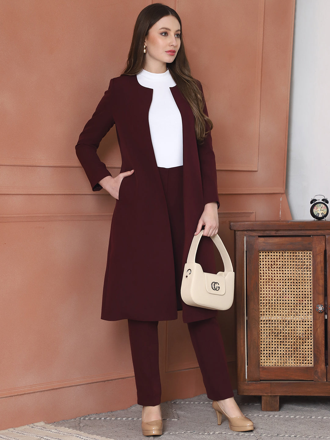 Phoenix Rising Long Blazer and Straight Fit Trouser (Wine)