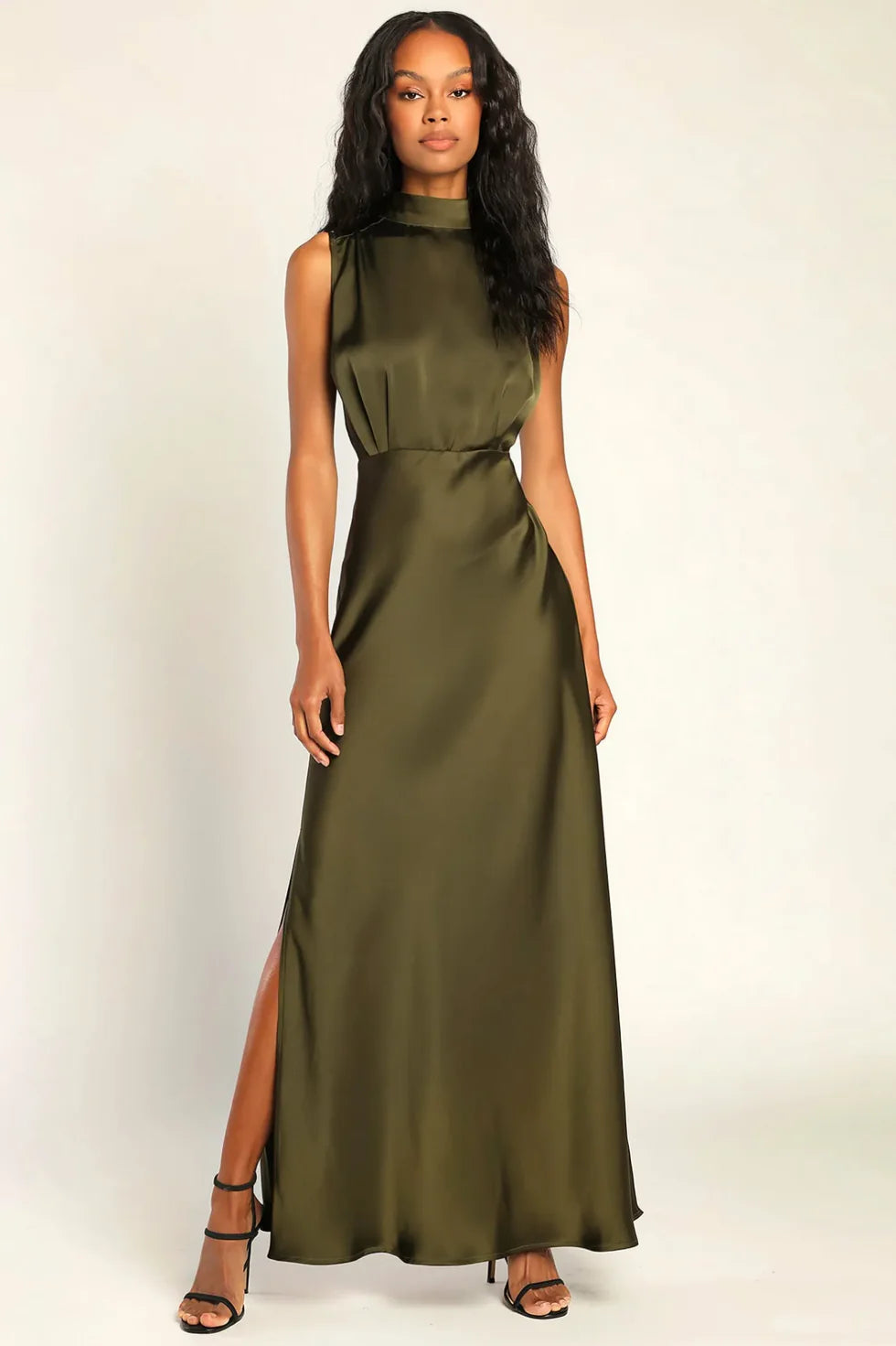 Enchantment High-Neck Satin Maxi Dress