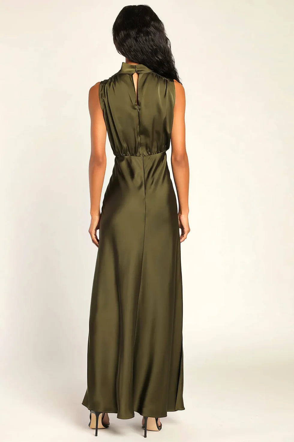 Enchantment High-Neck Satin Maxi Dress