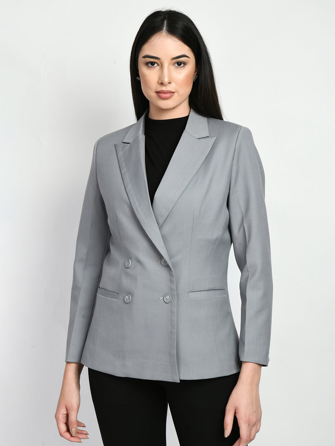 Poise Double Breasted Medium Blazer (Grey)