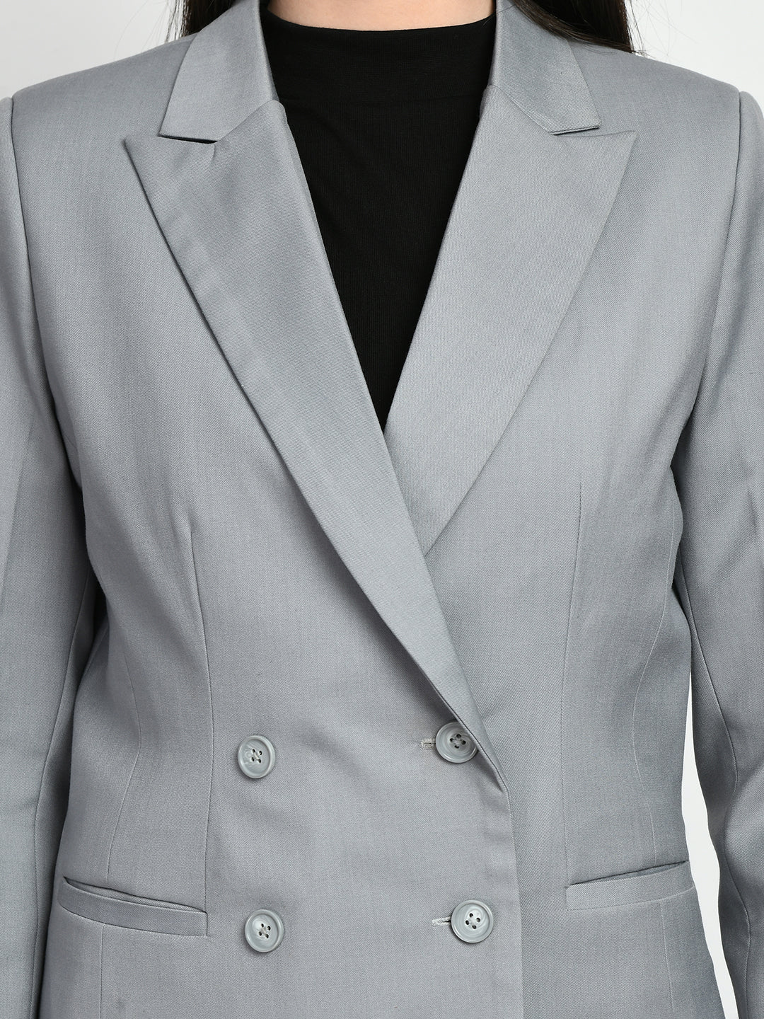 Poise Double Breasted Medium Blazer (Grey)