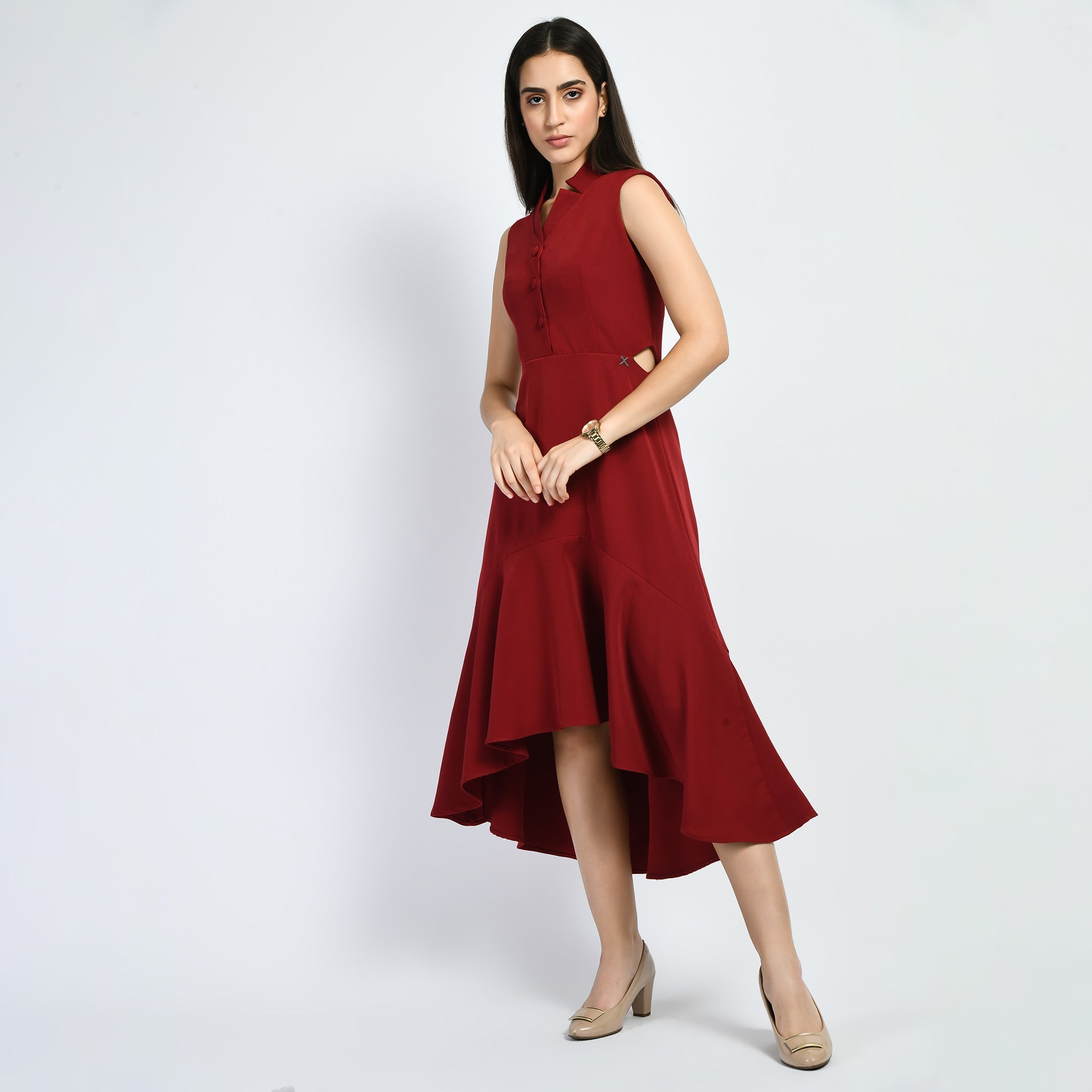 Vivacity Cut out Maxi Dress (Red)