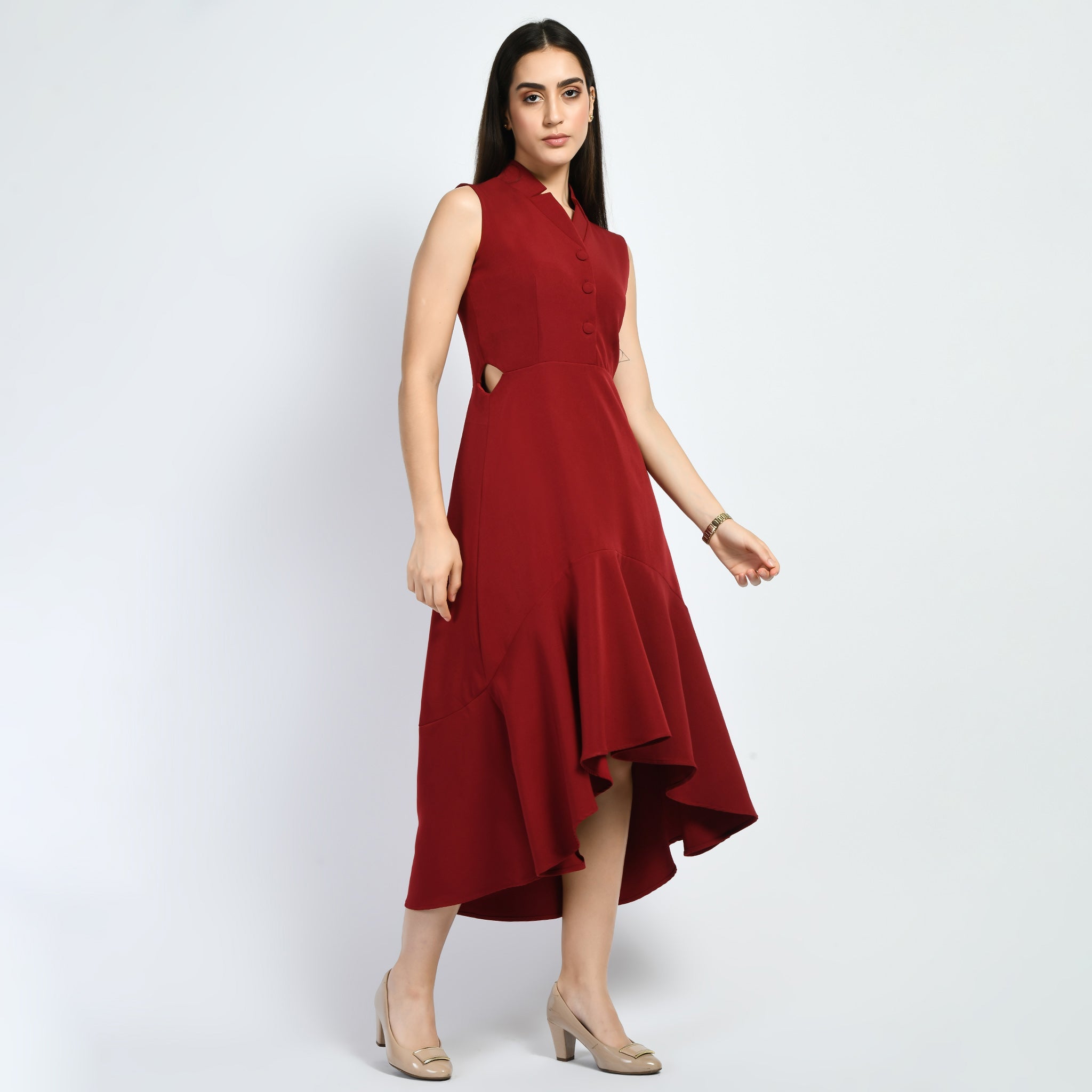 Vivacity Cut out Maxi Dress (Red)