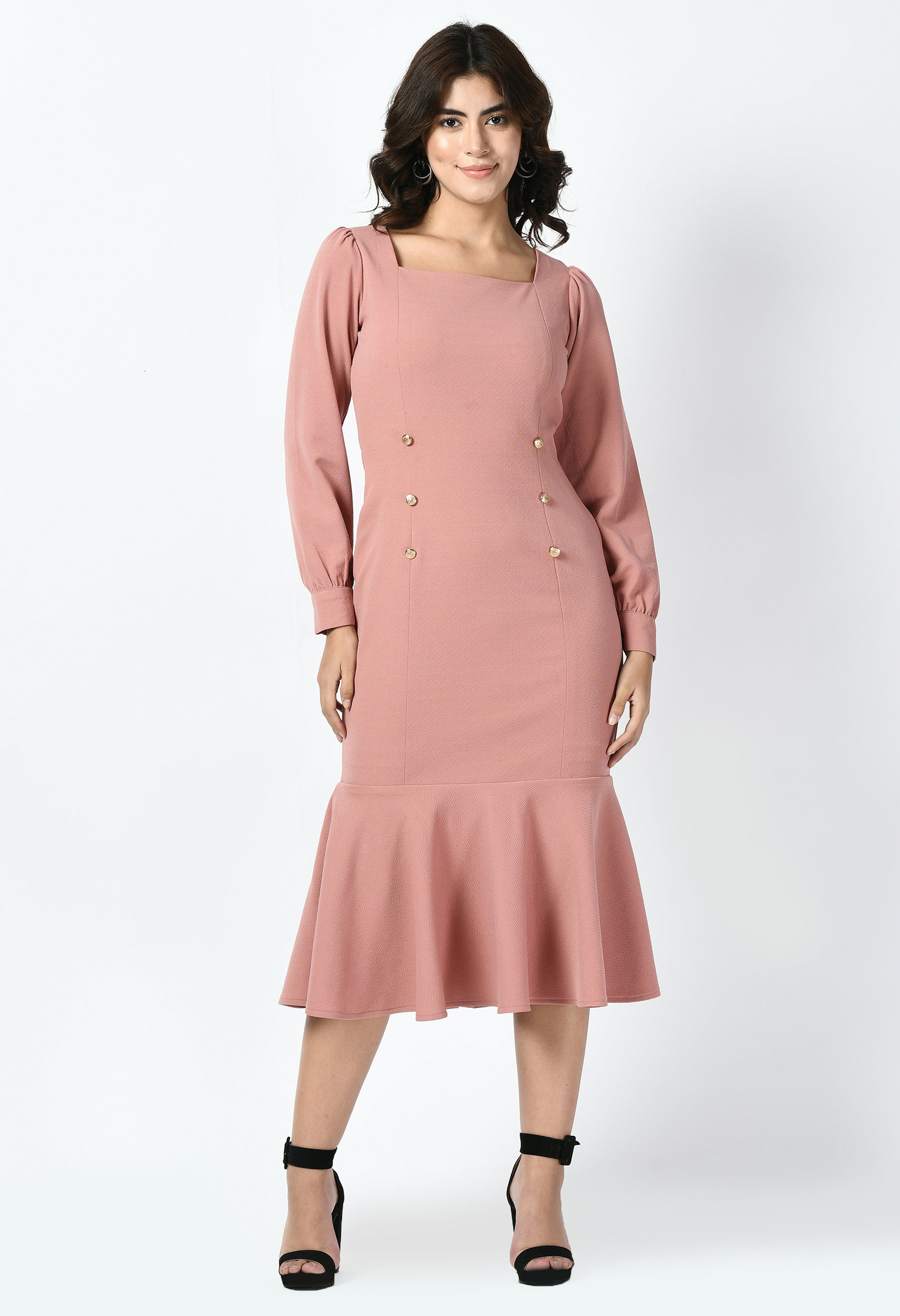 Apogee Fishtail Midi Dress (Cherry Pink)