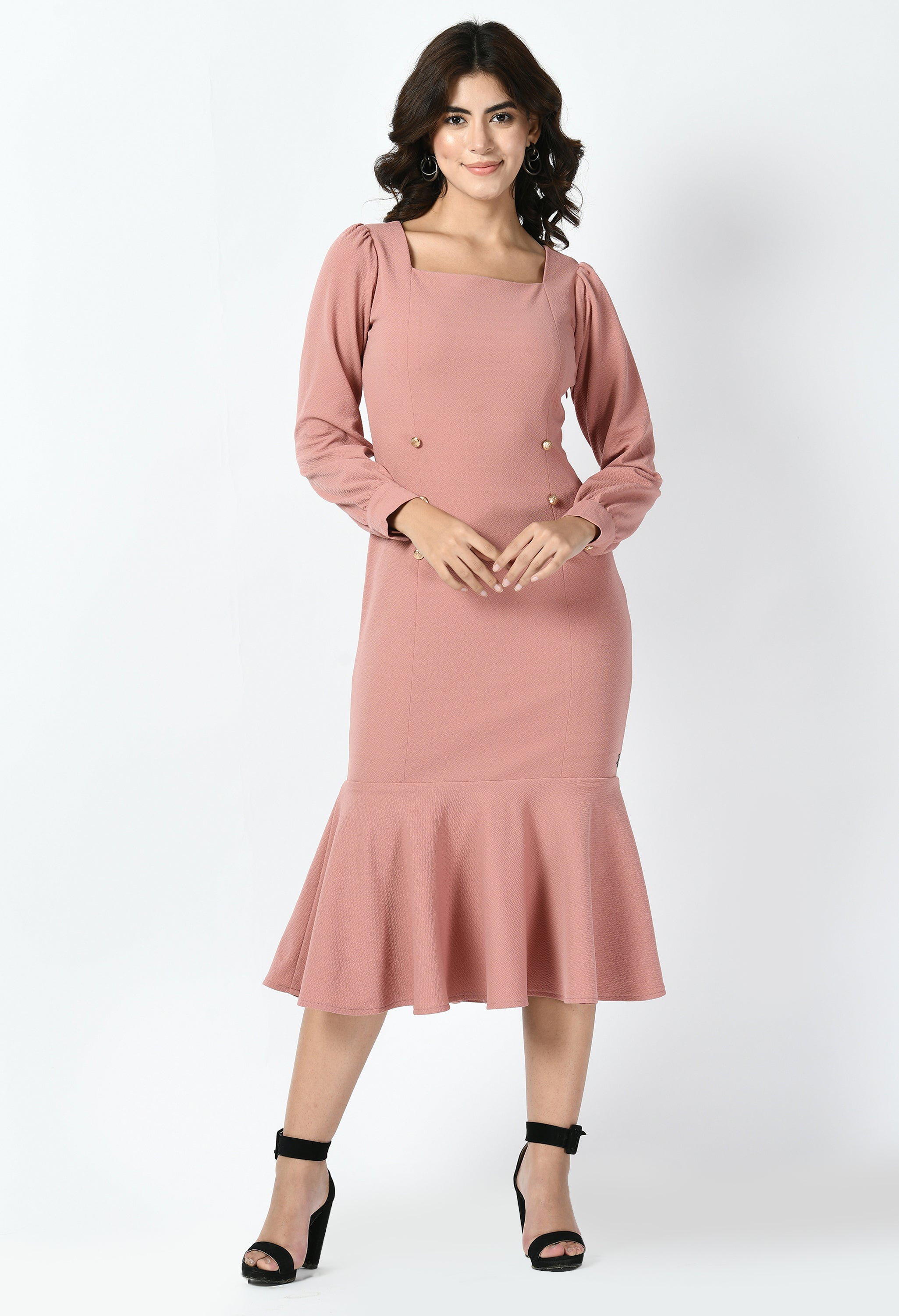 Apogee Fishtail Midi Dress (Cherry Pink)