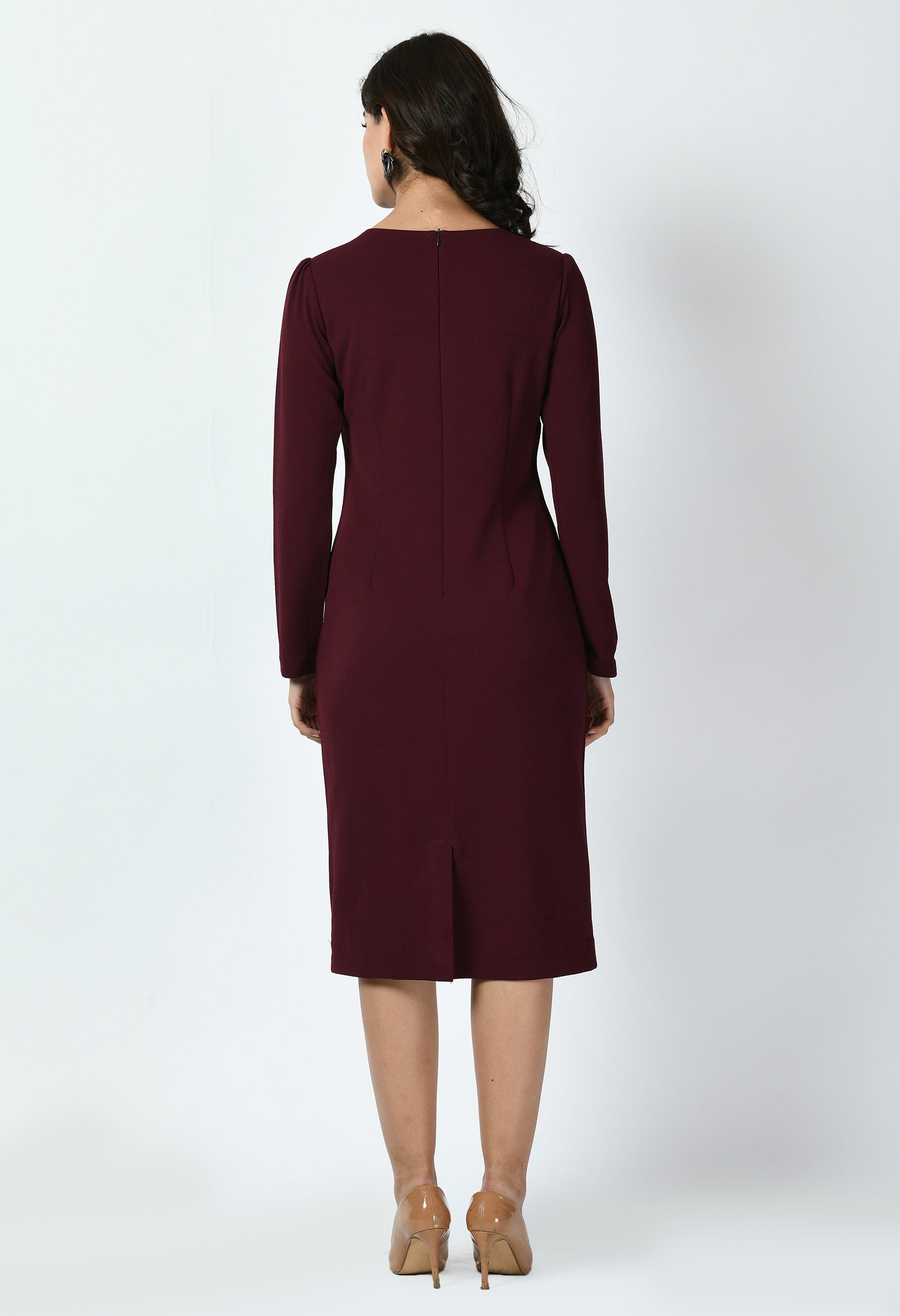 Acme Button Down Midi Sheath Dress (Wine)