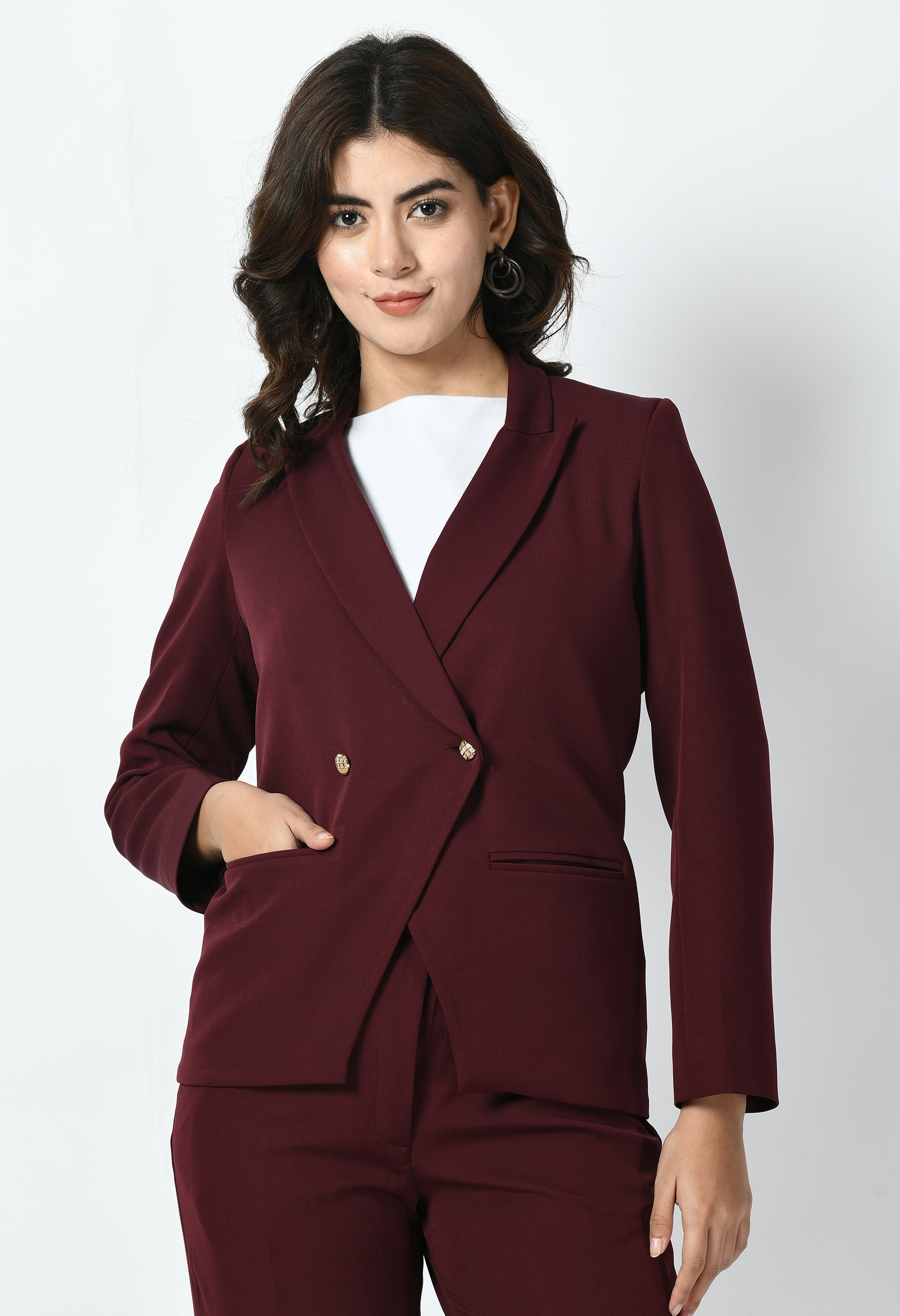 Dominance Solid Formal Blazer (Wine)