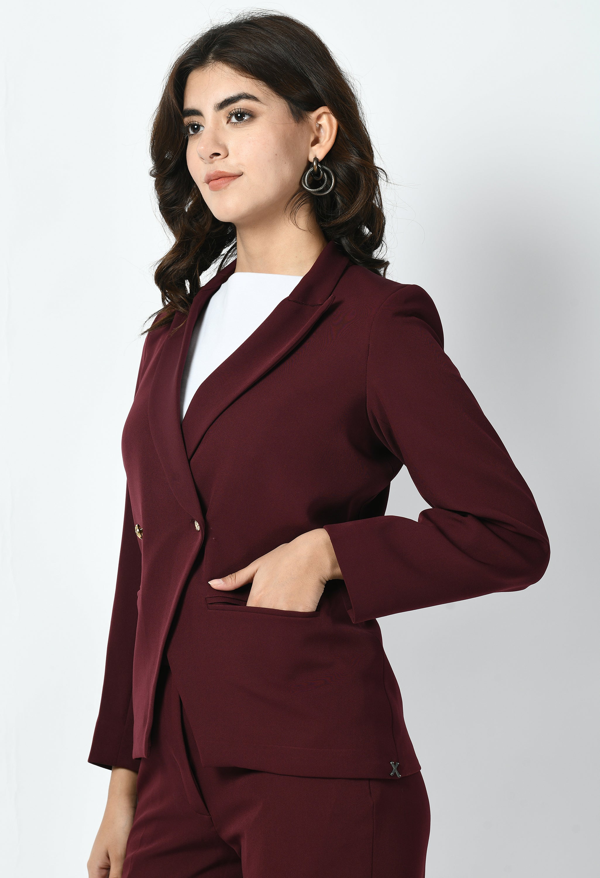 Dominance Solid Formal Blazer (Wine)