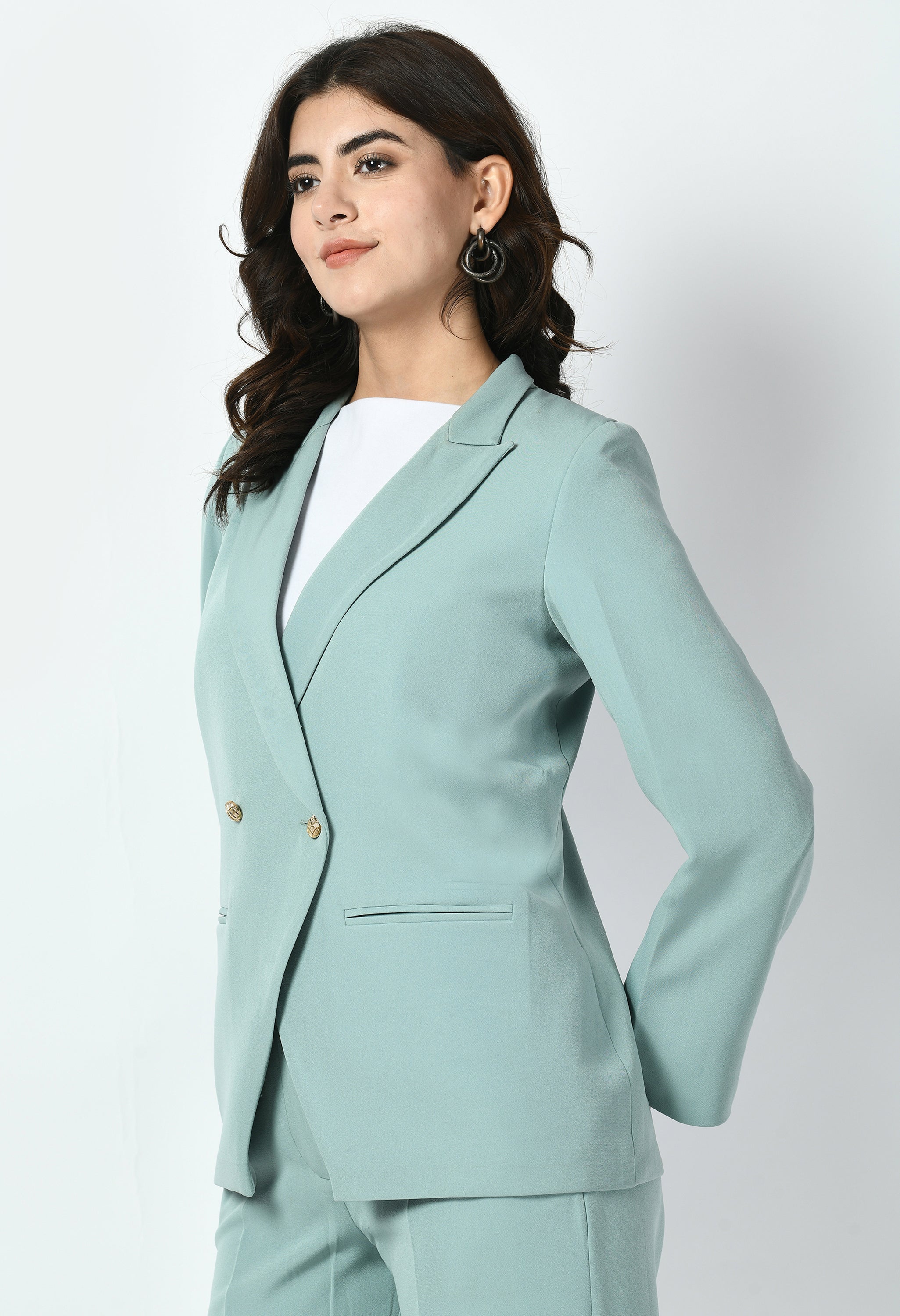 Dominance Solid Formal Blazer (Cyan Blue)