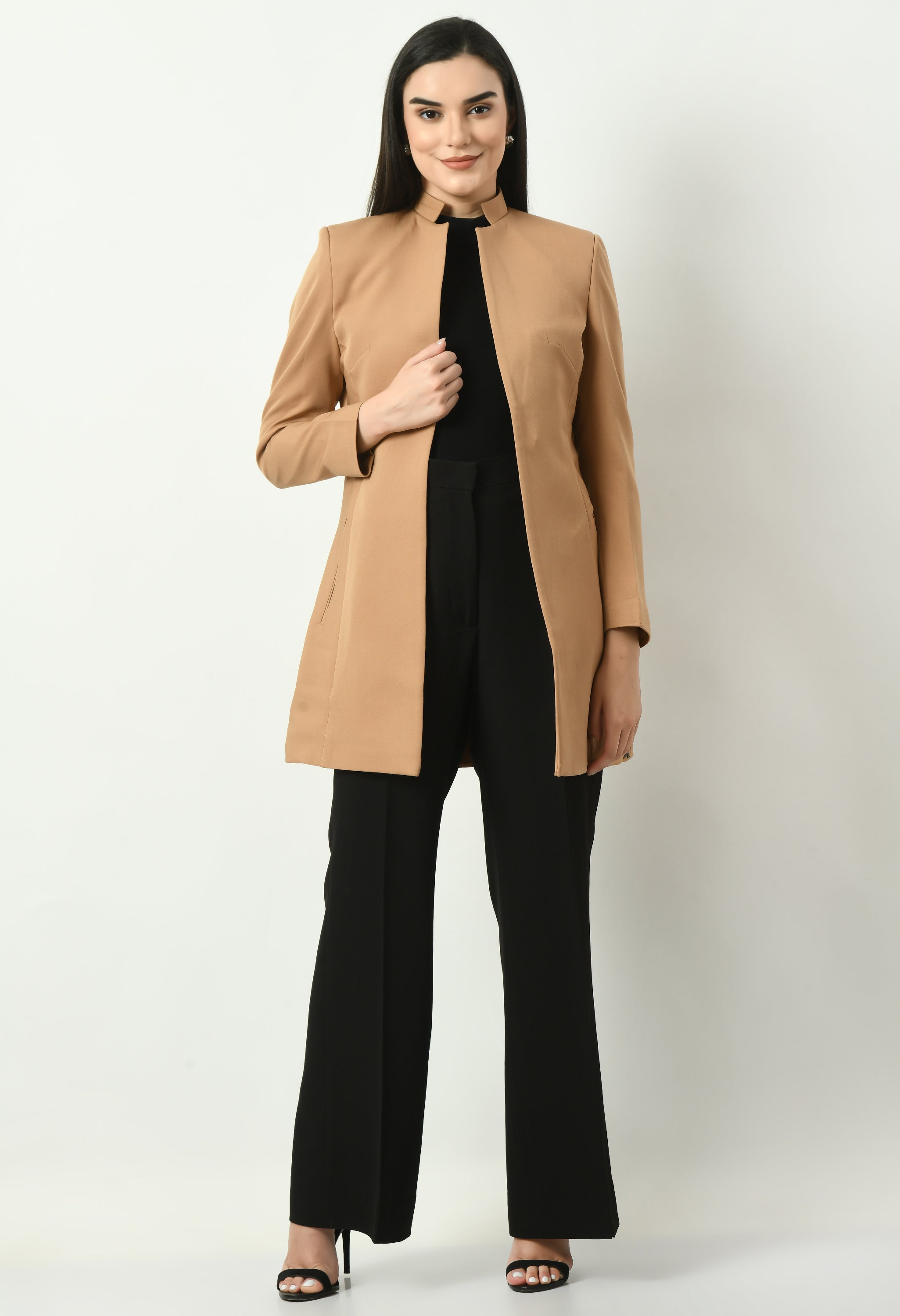 Supremacy Solid Long Blazer (Beige)