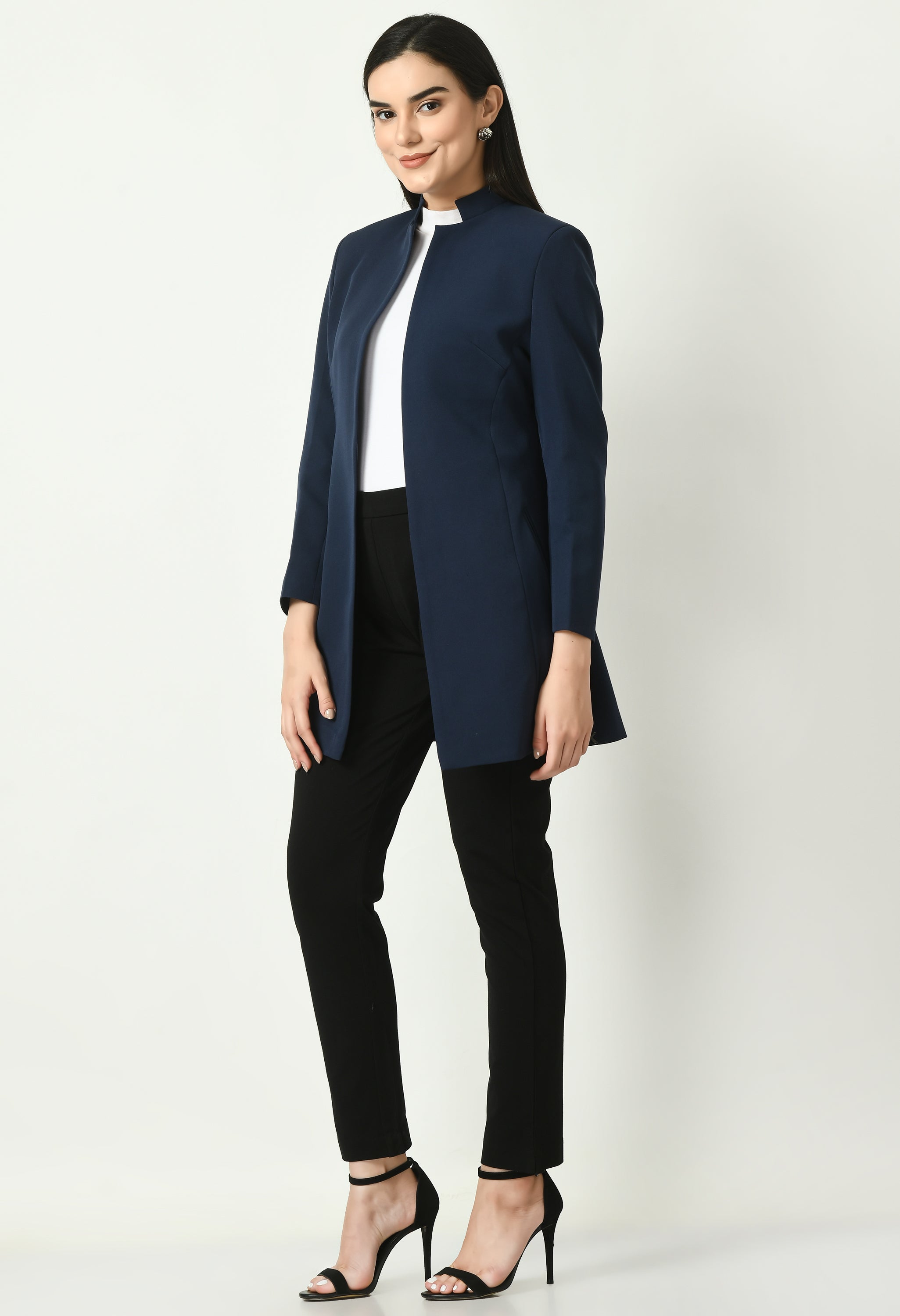 Supremacy Solid Long Blazer (Navy)