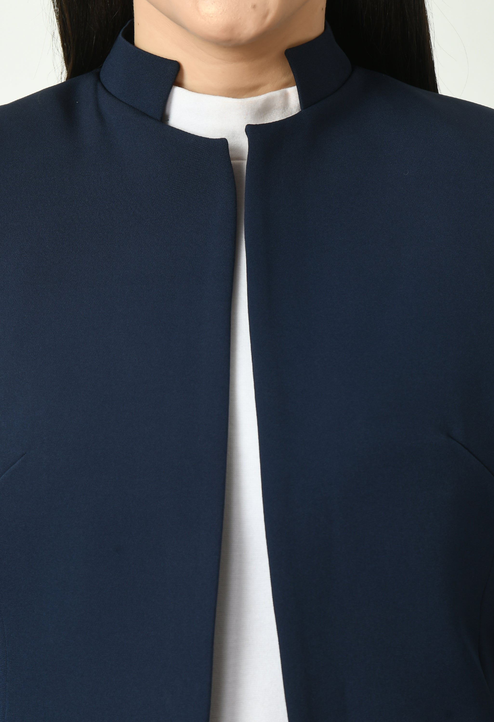 Supremacy Solid Long Blazer (Navy)