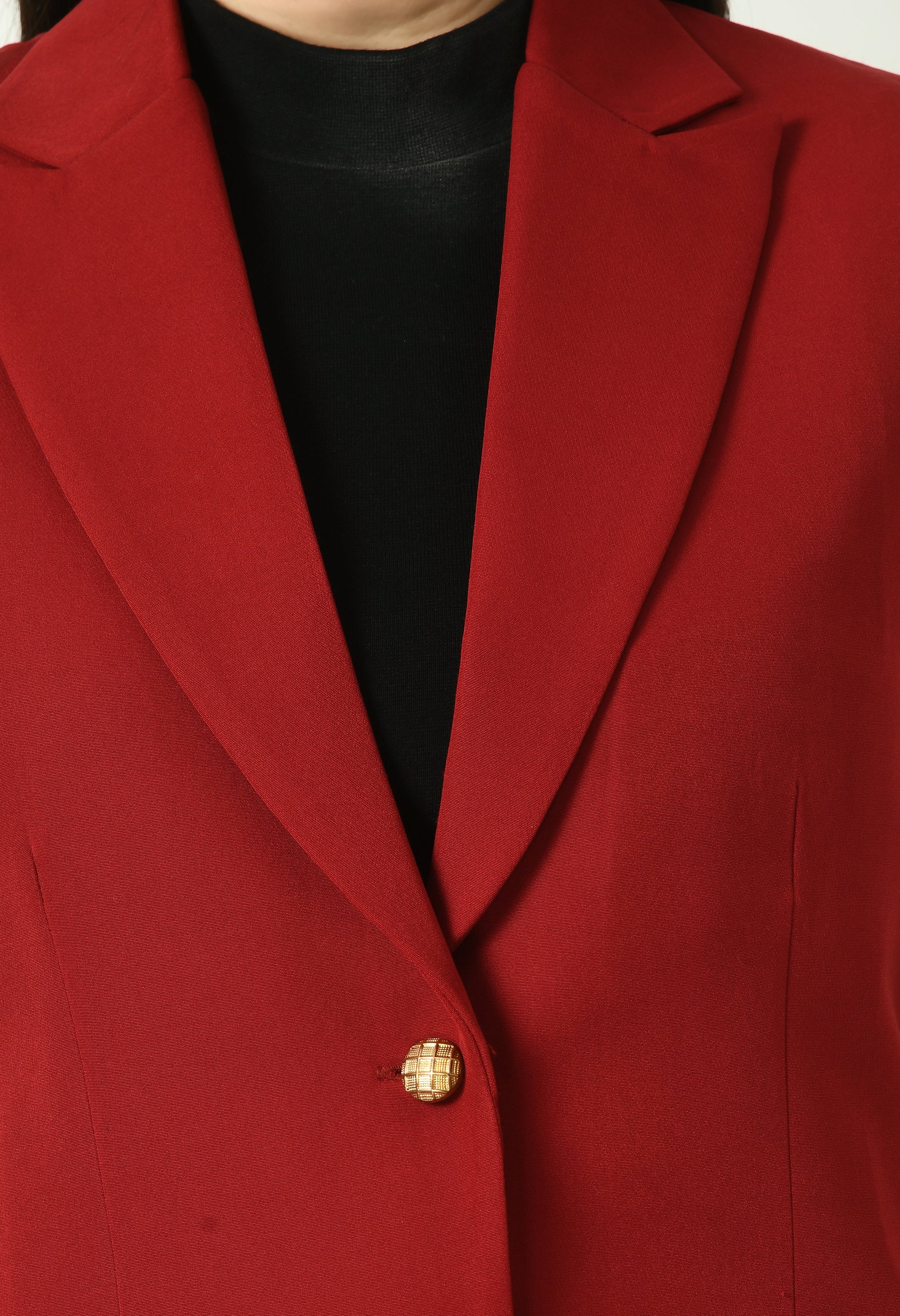 Meridian Sleeveless Long Blazer (Red)