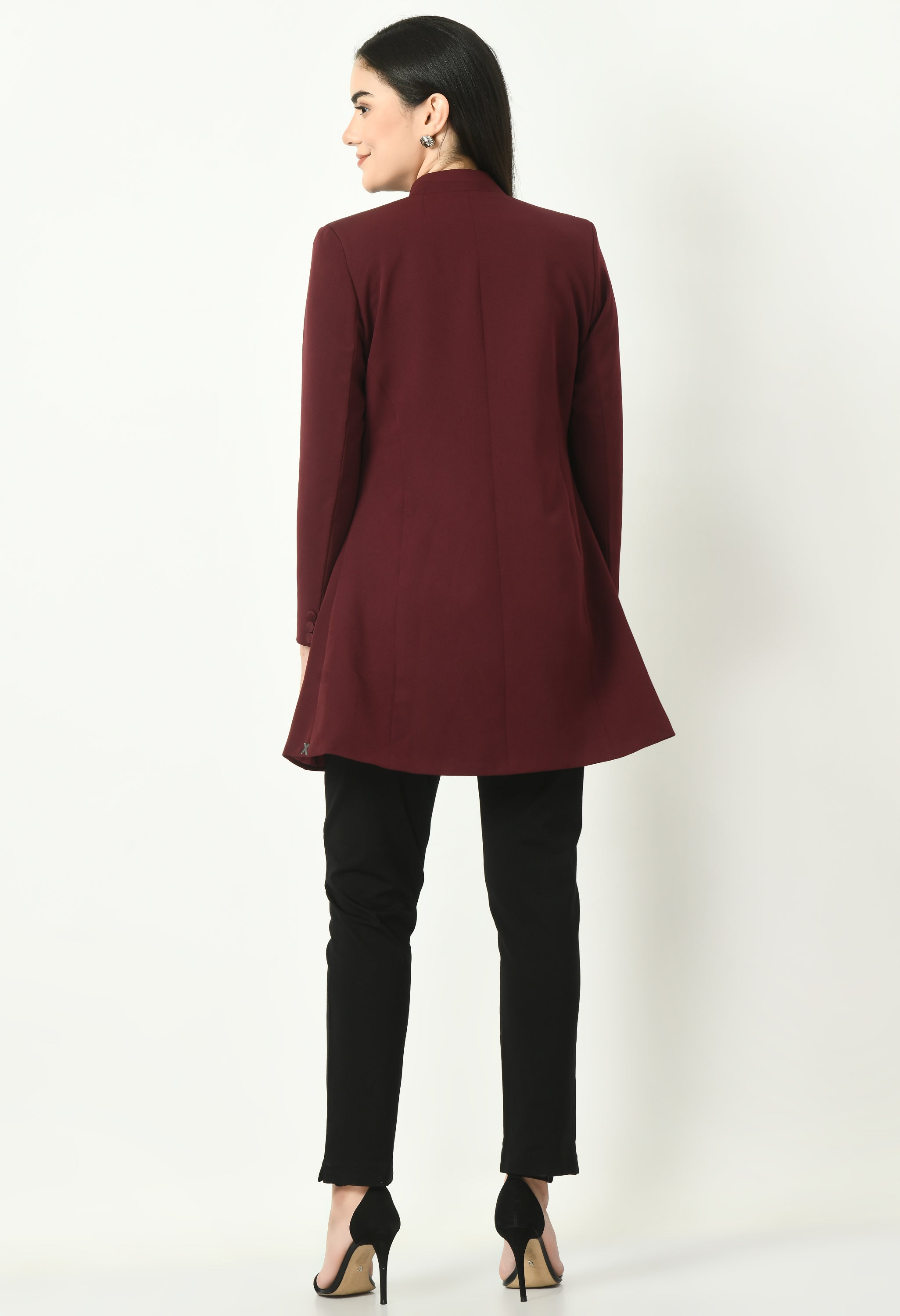 Supremacy Solid Long Blazer (Wine)