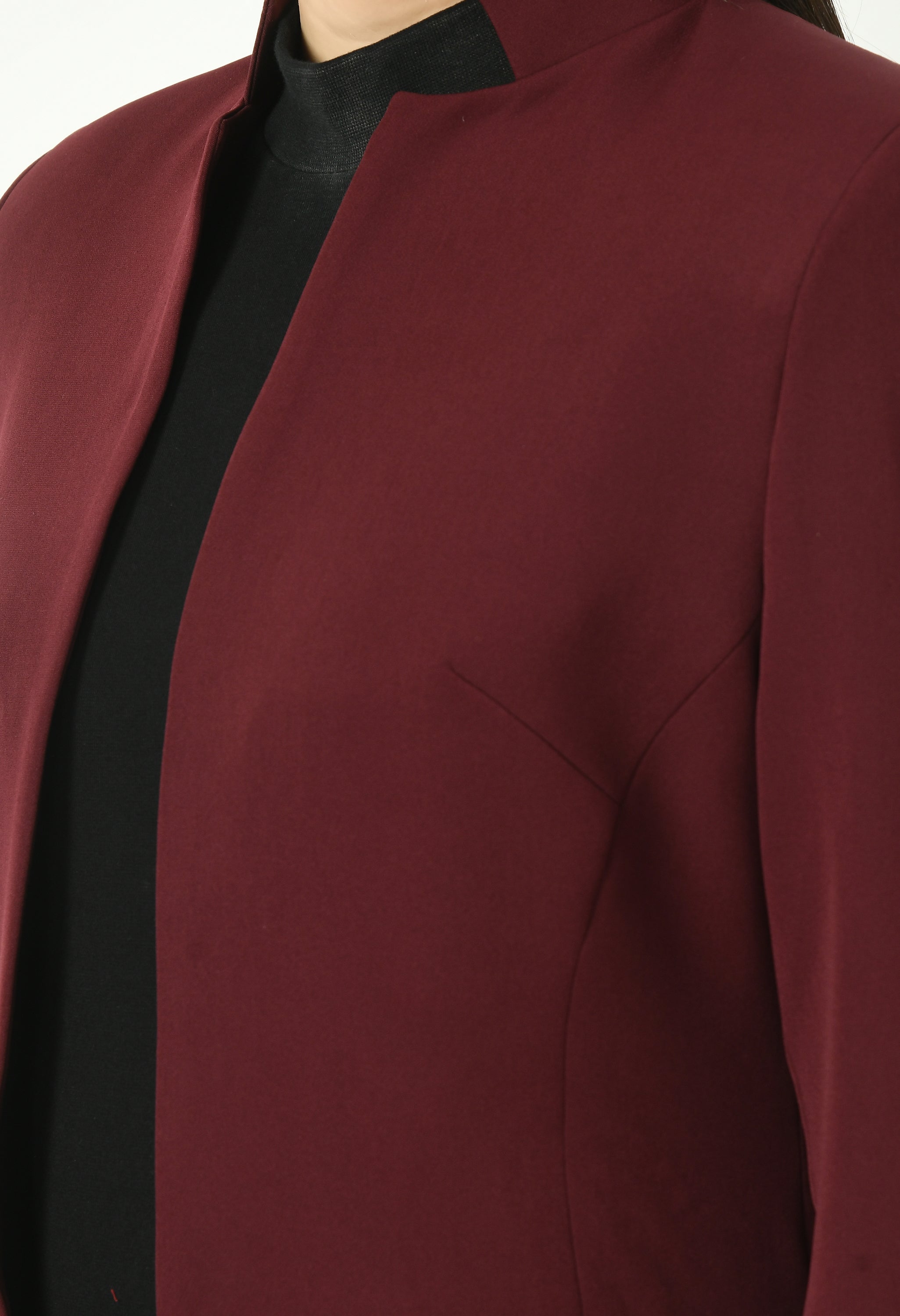 Supremacy Solid Long Blazer (Wine)