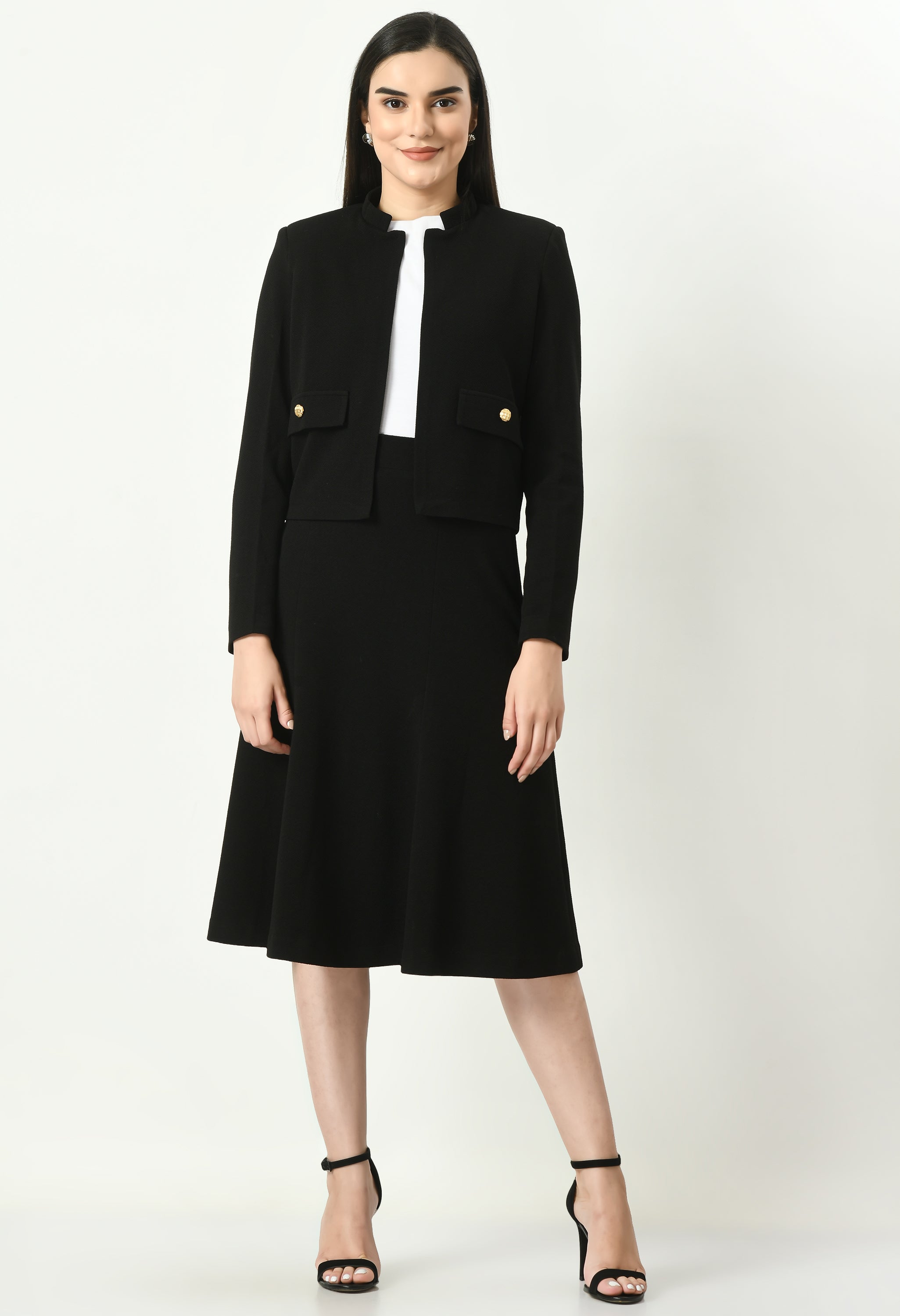 Triumph Mandarin Collar Crop Blazer (Black)