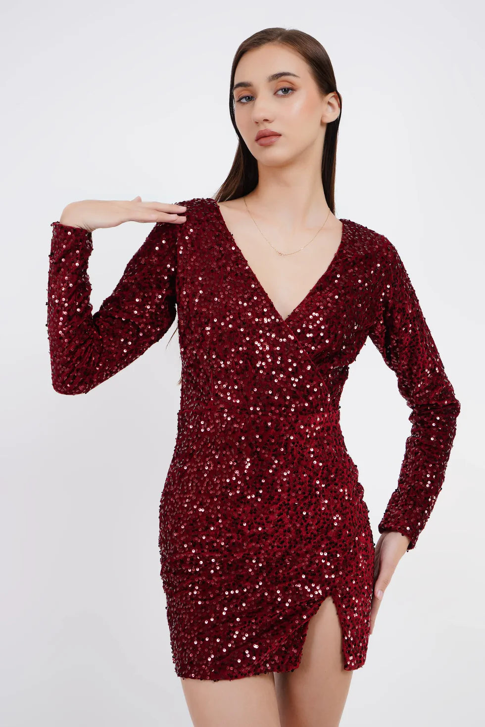 Split Hem Sequin Bodycon Dress