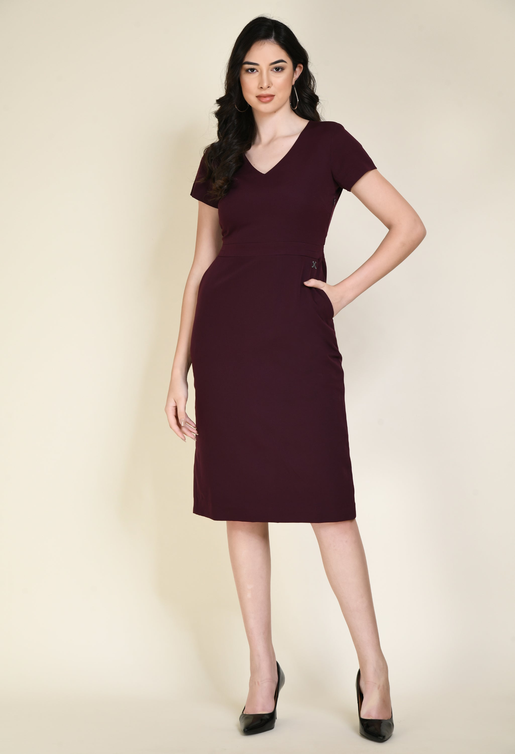 Composure Sheath Dress (Wine)