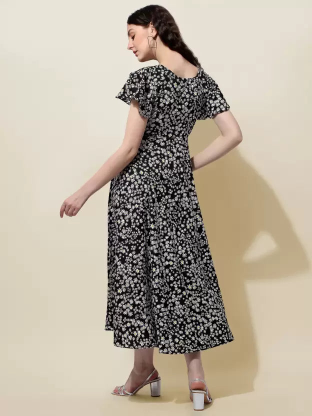 Women's Crepe A-Line Maxi Dress