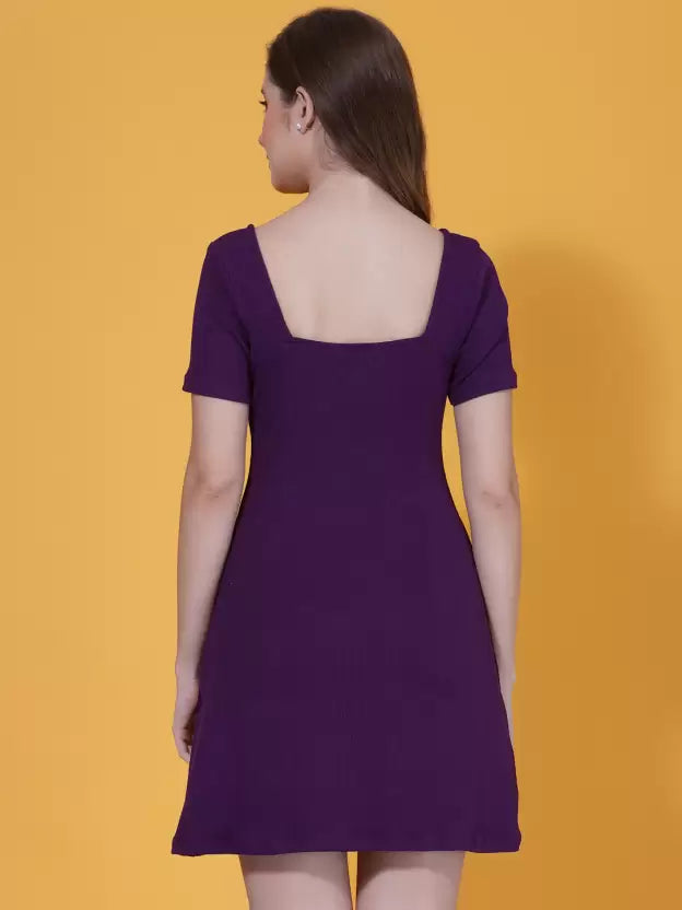 Scoop Neck Tie-Up Mini A-Line Dress