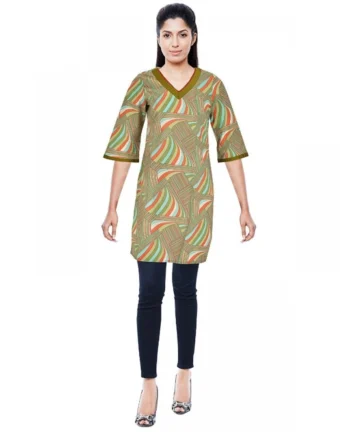 Femilyn Women's Rayon Kurtis (Green, Multi, S)