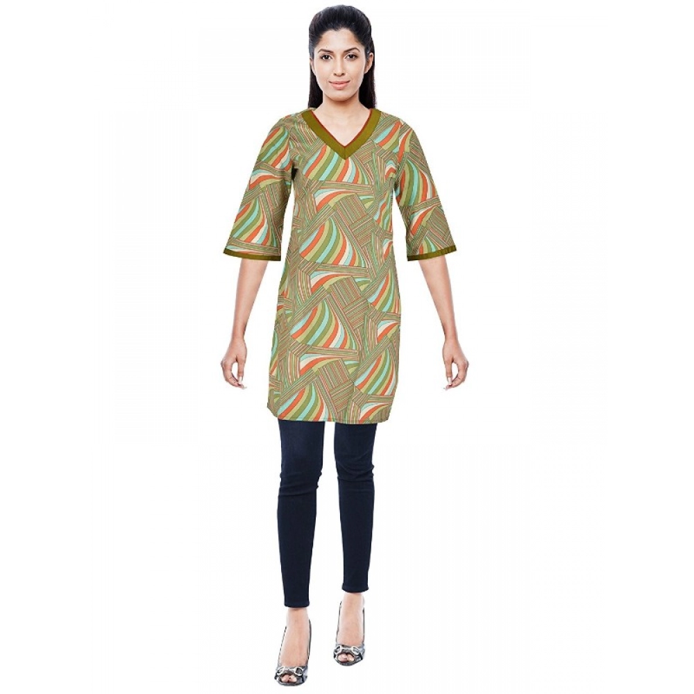Femilyn Women's Rayon Kurtis (Green, Multi, S)