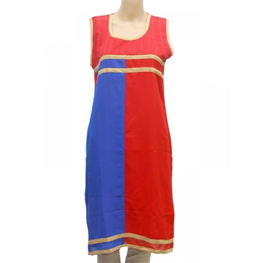 Femilyn Women's Synthetic Kurtis (Red, Blue, M)