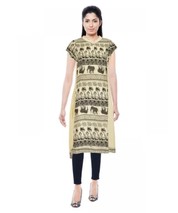 Femilyn Women's Rayon Kurtis (Beige, L)