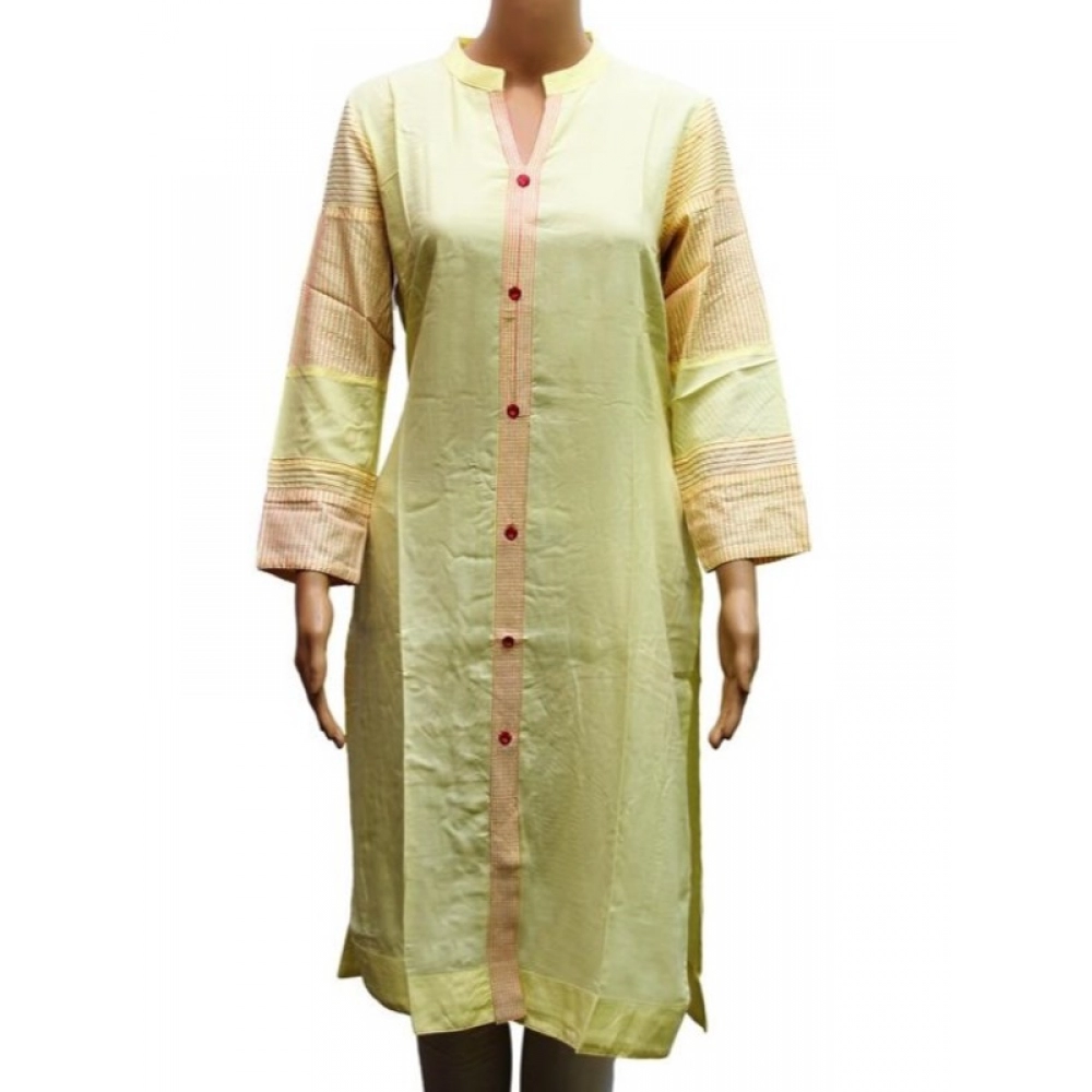 Femilyn Women's Rayon Kurtis (Lemon Yellow, XL)