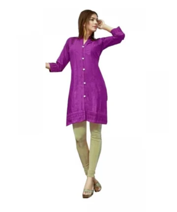 Femilyn Women's Cotton Kurtis (Violet, L)
