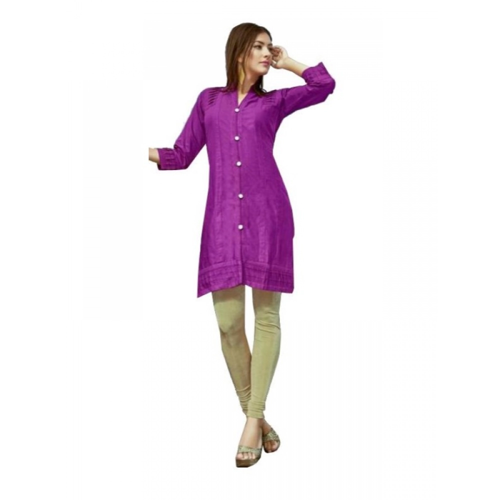 Femilyn Women's Cotton Kurtis (Violet, L)